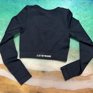 Just Strong / Black Ribbed Crop Top